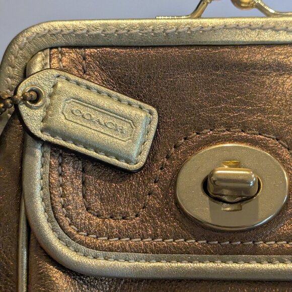 Coach Legacy 65th Anniversary Metallic Gold Leather Wristlet - Picture 4 of 5
